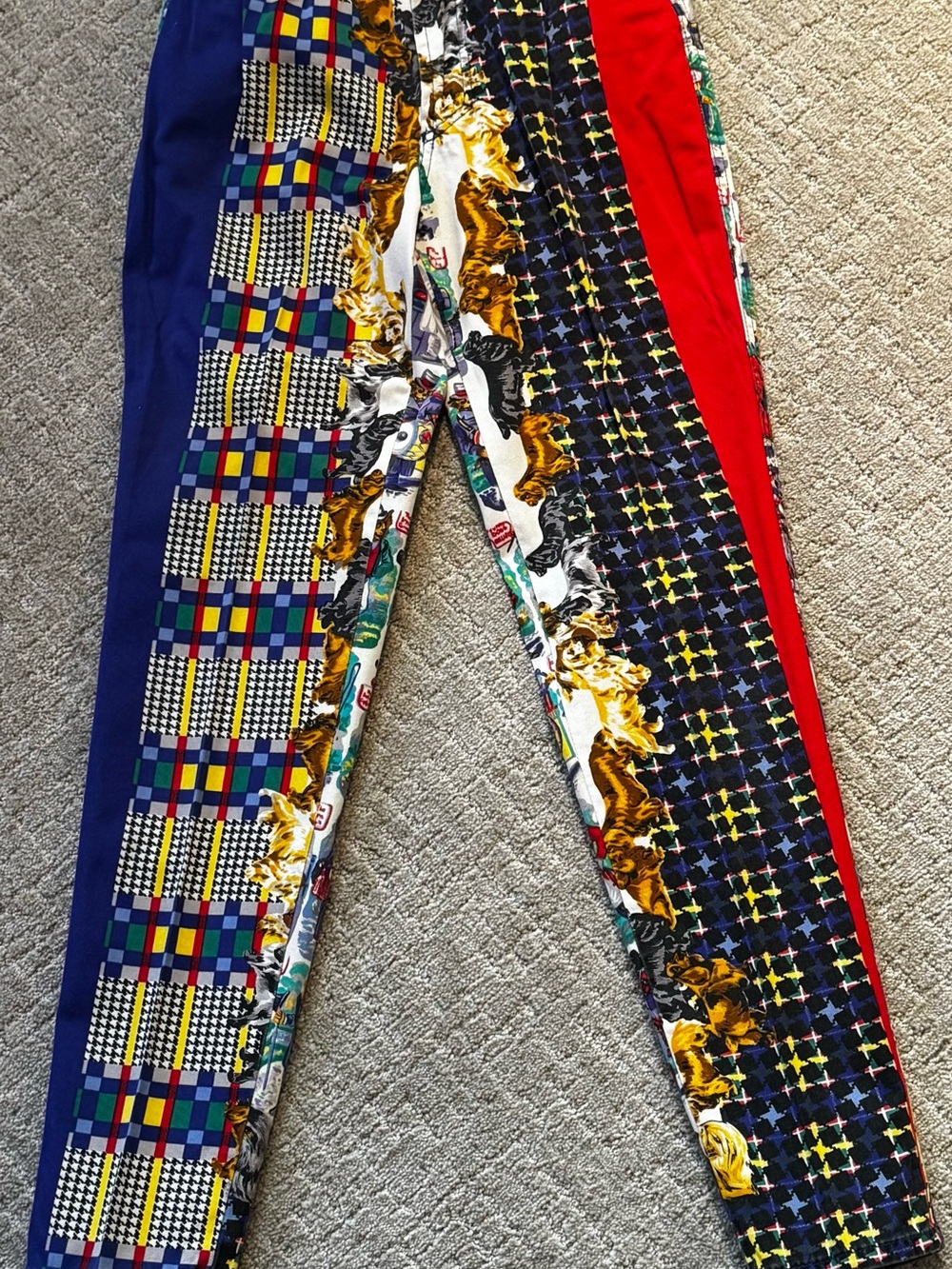 RARE! Vintage Versace Women’s Multicolor Dogs  Patchwork Print Leggings/Jean